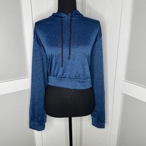 Real Essentials‎ Navy Cropped Hoodie Sweatshirt | Women's Plus 3X Stretch